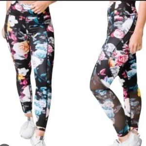 Zyia Active dark floral mesh high-rise 7/8 length leggings